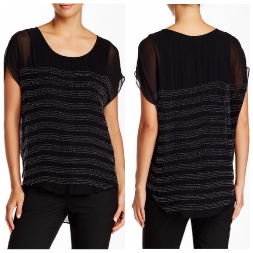 {Joie} Agacia G Embellished Beaded Silk Blouse in Black - Women's Small - NWT